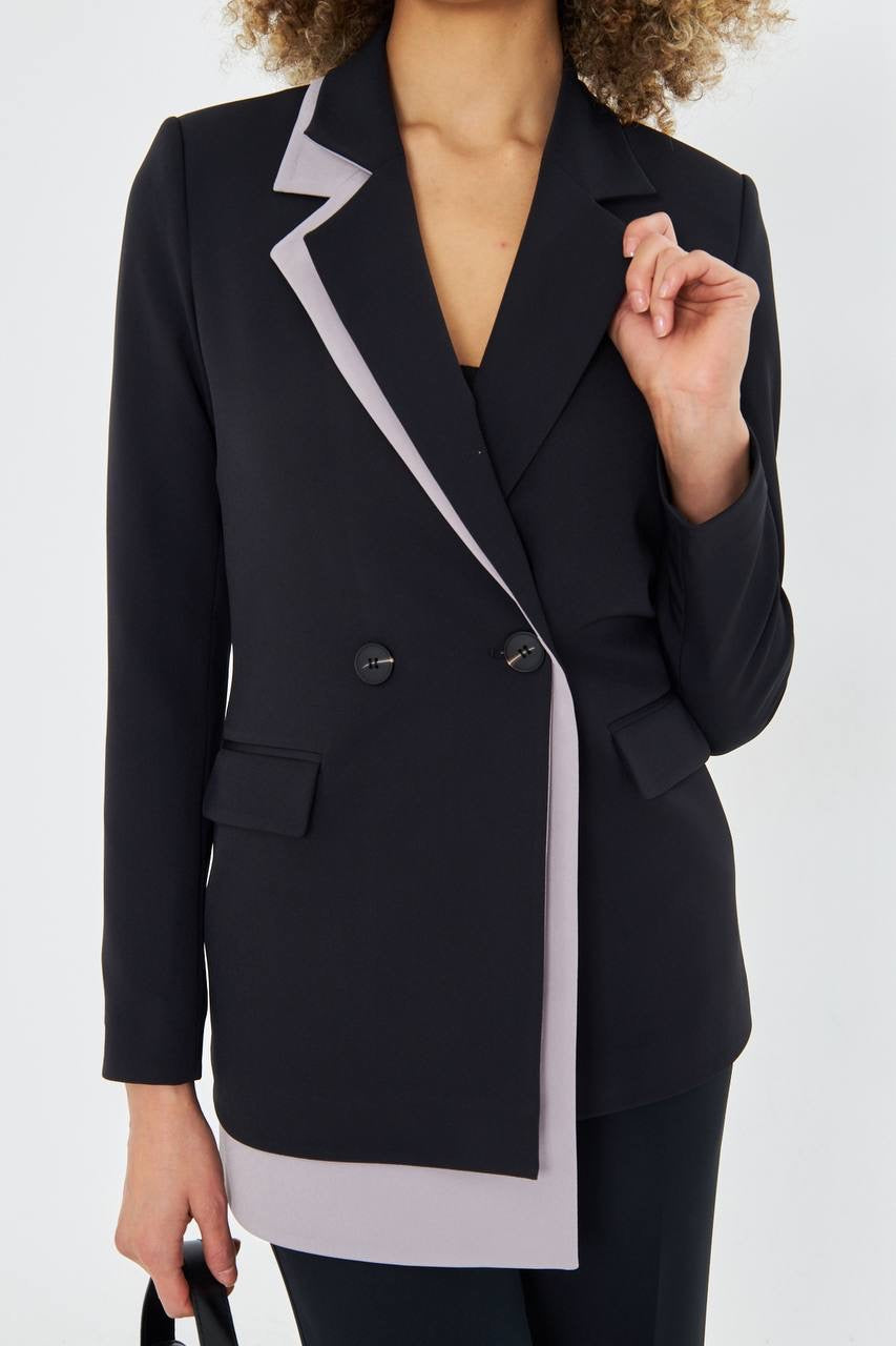 Ensemble Tailleur Pantalon Veste Croisée Noir