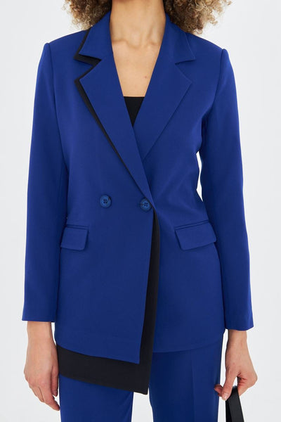 Blue Double Breasted Jacket Pants Suit Set