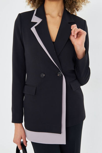 Black Double Breasted Jacket Pants Suit Set