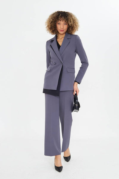 Grey Double Breasted Jacket Pants Suit Set